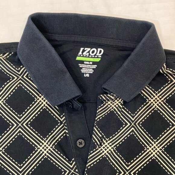 IZOD mens large golf short sleeve  Black Polo Shirt with Geometric Design - Picture 3 of 12